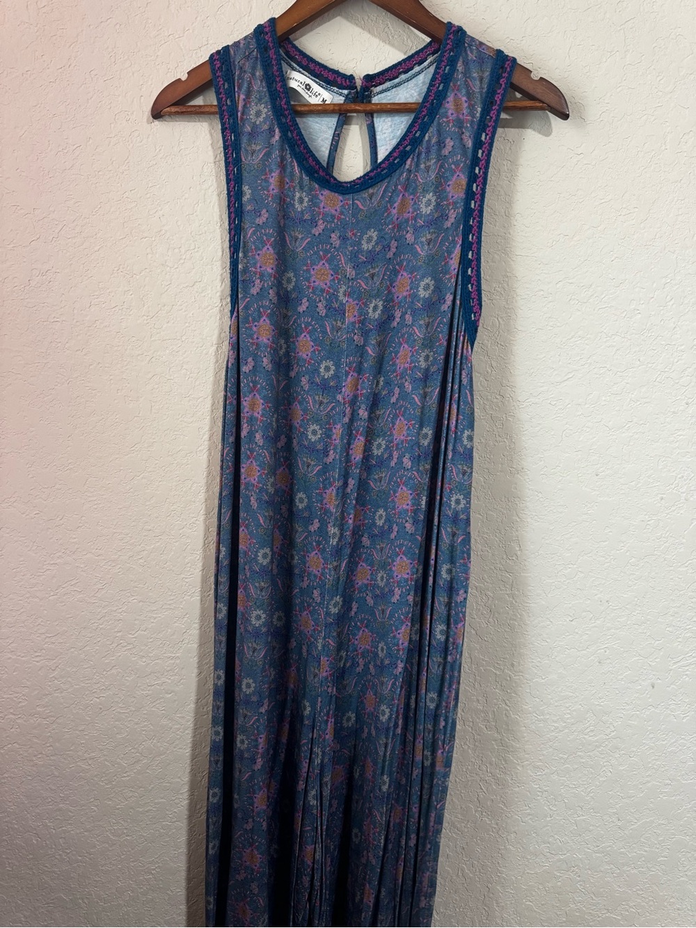 NATURAL LIFE Blue and Pink Wide Leg Jumpsuit